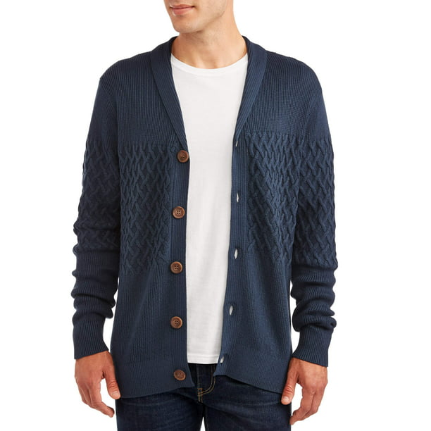 Beloved Mens Business Thick Knitted Cardigan Sweater Full Zip Utility Pocket 